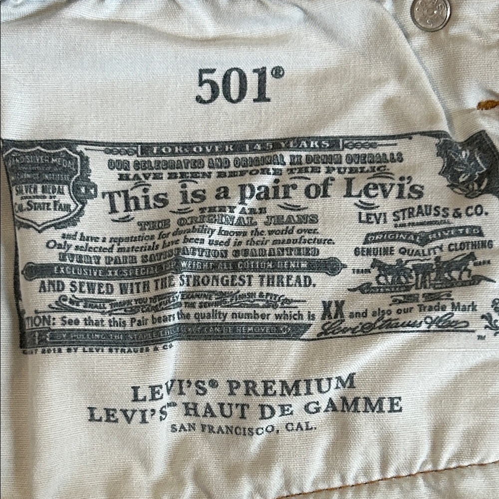 Levi's 501 Original Premium Denim Cotton Distressed Cut-Off Blue Jean Shorts - Picture 4 of 11